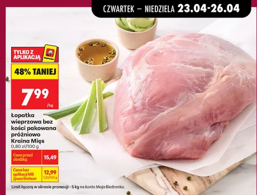 Łopatka wieprzowa bez kości pakowana próżniowo promocja w Biedronka