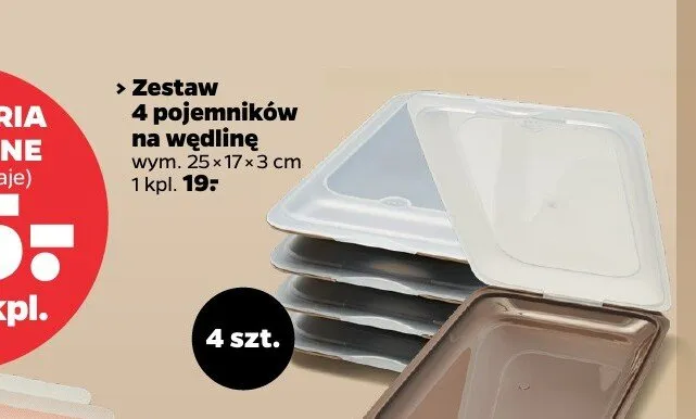 Zestaw 4 pojemników na wędliny 4 szt. promocja w Netto