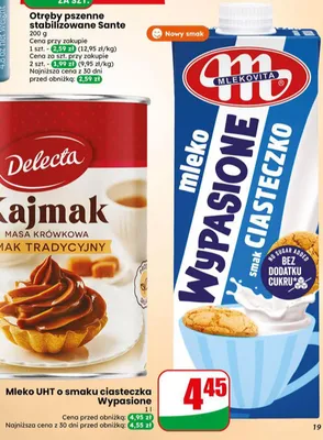 Mleko UHT o smaku ciasteczka Wypasione Mlekovita bez dodatku cukru promocja w Dino