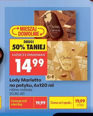Lody Marletto na patyku promocja w Biedronka