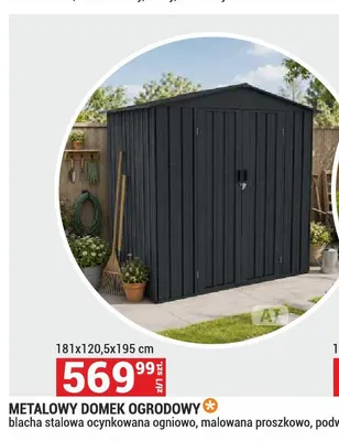 Metalowy domek ogrodowy 181x120,5x195 cm promocja w Merkury Market