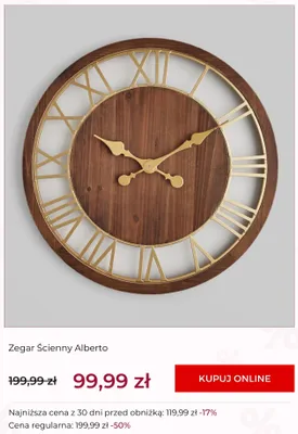Zegar ścienny Alberto home&you promocja w home&you