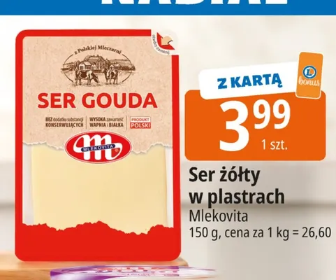 Ser żółty w plastrach Mlekovita promocja w Leclerc