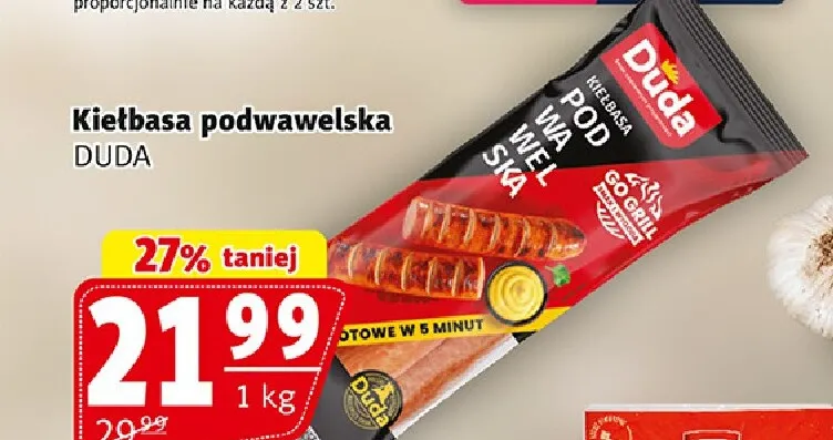 Kiełbasa podwawelska Duda promocja w Prim Market