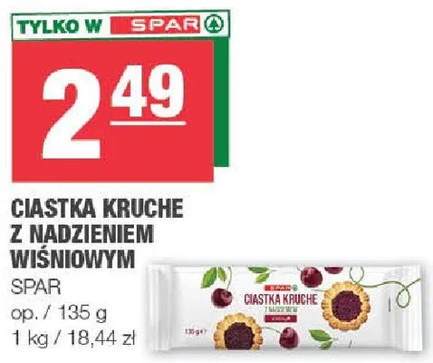 Ciastka kruche z nadzieniem wiśniowym promocja w SPAR