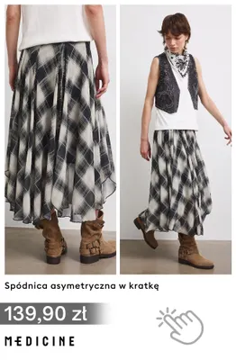Spódnica asymetryczna w kratkę Medicine promocja w Medicine