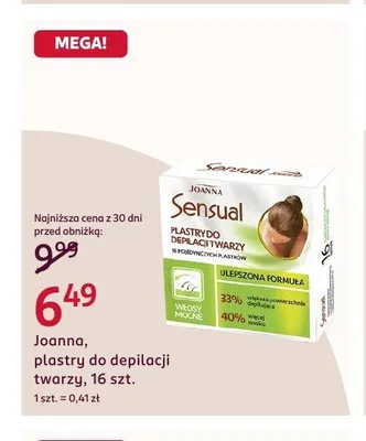 Plastry do depilacji twarzy Joanna Sensual promocja w Rossmann