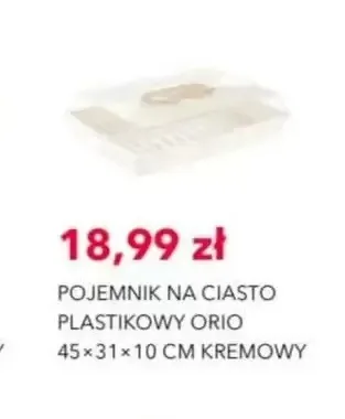Pojemnik na ciasto plastikowy Orio 45x31x10 cm kremowy promocja w Nela