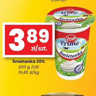 Śmietanka 30% Zott Primo promocja w emma MARKET