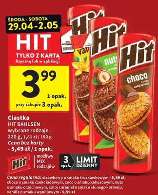 Ciastka Hit Bahlsen wybrane rodzaje promocja w Intermarche