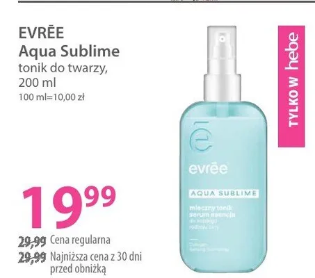 Aqua Sublime tonik do twarzy promocja w Hebe