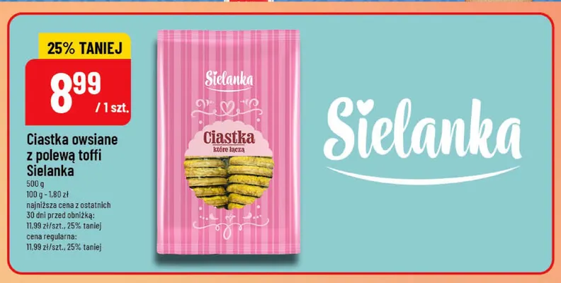 Ciastka owsiane z polewą toffi Sielanka promocja w POLOmarket