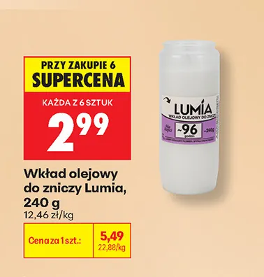Wkład olejowy do zniczy Lumia promocja w Biedronka