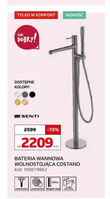 Bateria wannowa wolnostojąca Senti Costano promocja w Komfort