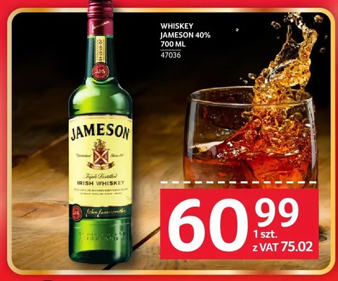 Whiskey Jameson 40% promocja w Selgros