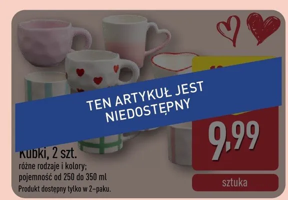 Kubki 2 szt. różne rodzaje i kolory, pojemność od 250 do 350 ml promocja w Aldi