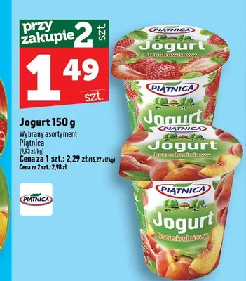 Jogurt brzoskwiniowy Piątnica promocja w TOPAZ