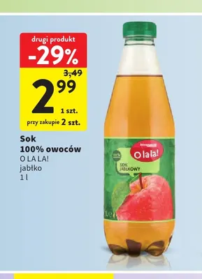 Sok owoców jabłko O la la! 100% promocja w Intermarche