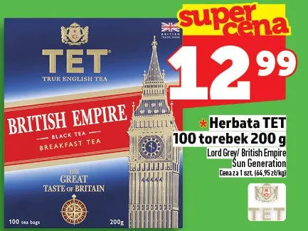 Herbata TET 100 torebek promocja w TOPAZ