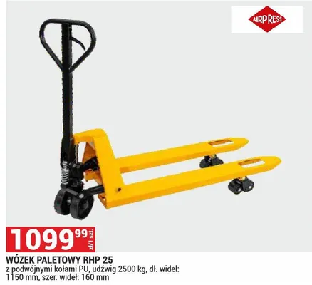 Wózek paletowy Airpress RHP 25 z podwójnymi kołami PU promocja w Merkury Market