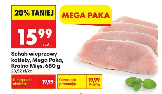 Schab wieprzowy kotlety Mega Paka Kraina Mięs promocja w Biedronka