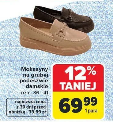 Mokasyny na grubej podeszwie damskie promocja w Carrefour