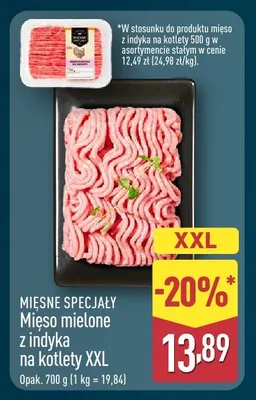 Mięso mielone z indyka na kotlety XXL promocja w Aldi