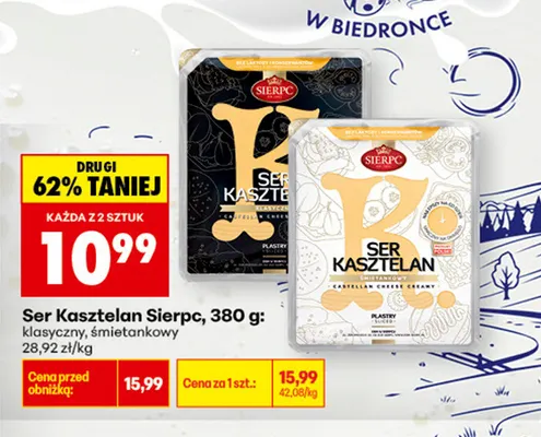 Ser w plastrach Kasztelan klasyczny Sierpc promocja w Biedronka