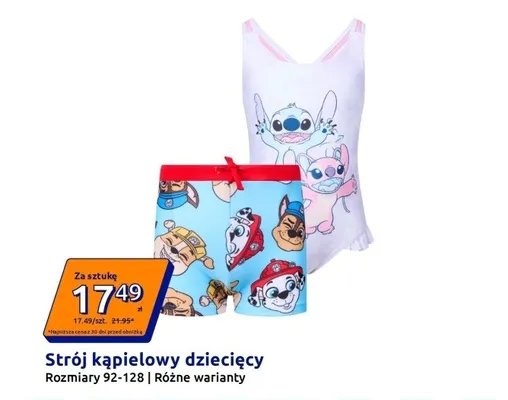 Strój kąpielowy dziecięcy rozmiary 92-128 promocja w Action