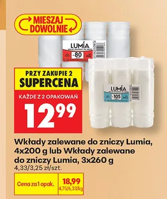 Wkłady zalewane do zniczy Lumia 4-pak promocja w Biedronka