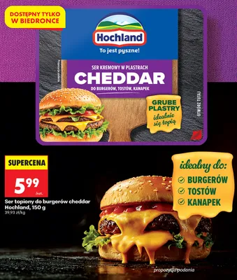 Ser topiony do burgerów cheddar Hochland promocja w Biedronka