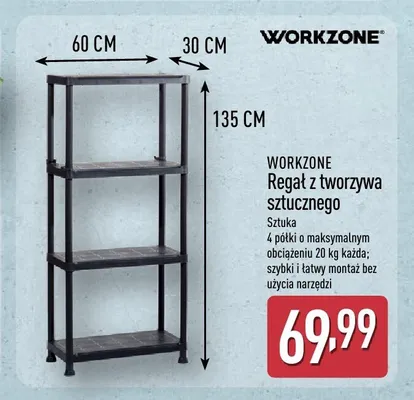 Regał z tworzywa sztucznego Workzone promocja w Aldi