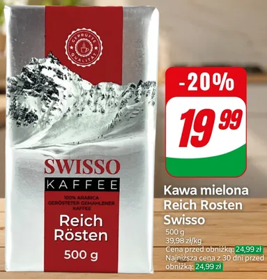 Kawa mielona Swisso Reich Rösten promocja w Dino