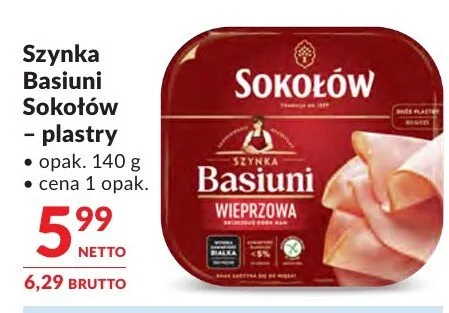 Szynka Szynka Basiuni Sokołów - plastry promocja w Makro