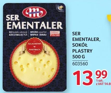 Ser Mlekovita Ementaler 500 g promocja w Selgros