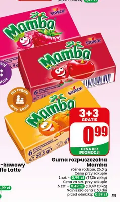 Guma rozpuszczalna Mamba o smaku wiśniowym promocja w Dino