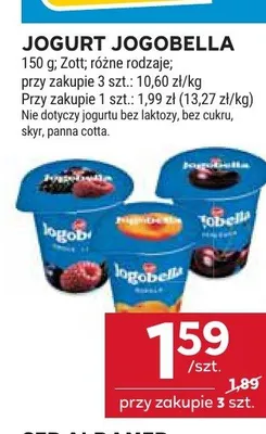 Jogurt Jogobella jagodowy Zott promocja w Stokrotka