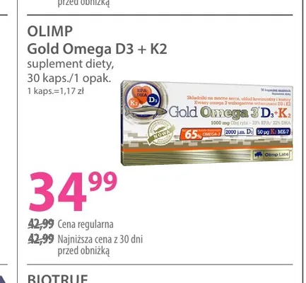 Suplement diety Gold Omega D3 + K2 Olimp promocja w Hebe