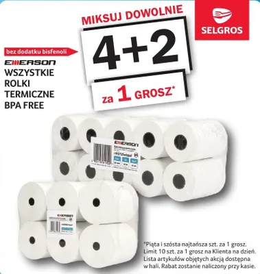 Rolki termiczne Emerson BPA Free wszystkie rodzaje 4+2 za 1 grosz promocja w Selgros