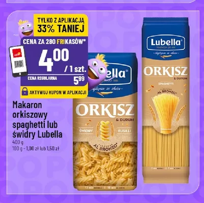 Makaron orkiszowy świdry Lubella promocja w POLOmarket
