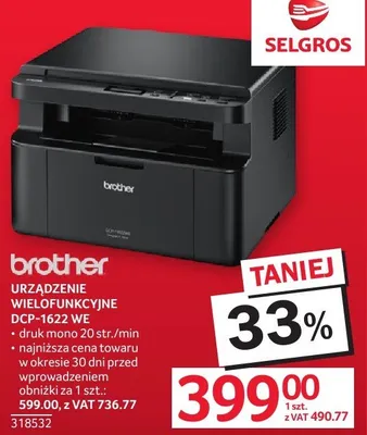 Urządzenie wielofunkcyjne brother DCP-1622 WE promocja w Selgros