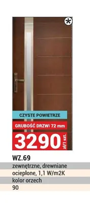 Drzwi zewnętrzne drewniane WZ.69 promocja w Merkury Market