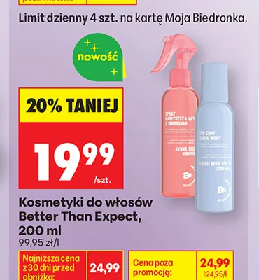 Kosmetyki do włosów Better Than Expected promocja w Biedronka