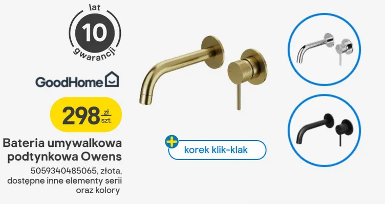 Bateria umywalkowa podtynkowa złota promocja w Castorama