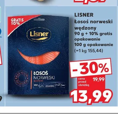 Łosoś norweski wędzony Lisner promocja w Kaufland