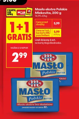 Masło ekstra Polskie Mlekovita promocja w Biedronka