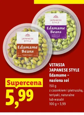 Edamame - nasiona soi naturalne Vitasia Japanese Style promocja w Lidl