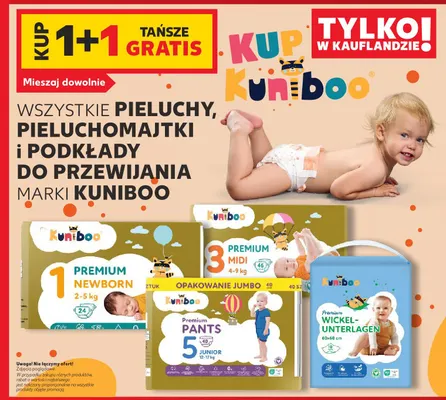 Pieluchy, pieluchomajtki i podkłady do przewijania marki Kuniboo promocja w Kaufland