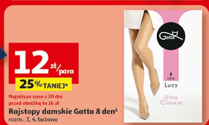 Rajstopy damskie Gatta 8 den Lucy Ultra Cienkie promocja w Auchan