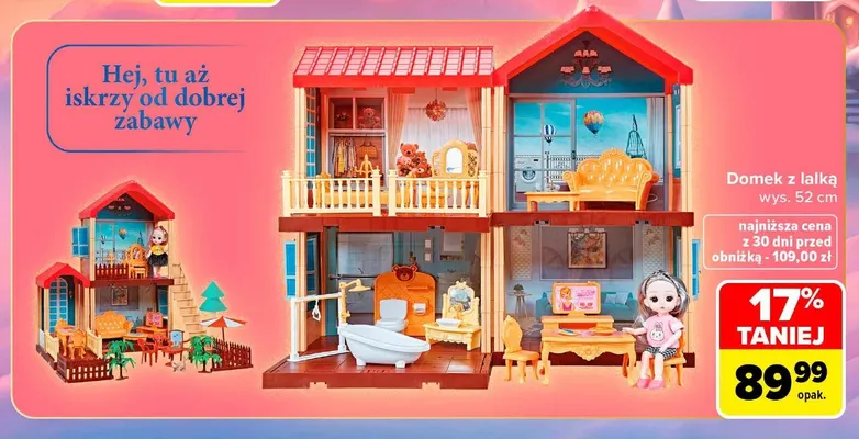 Domek z lalką wys. 52 cm promocja w Carrefour